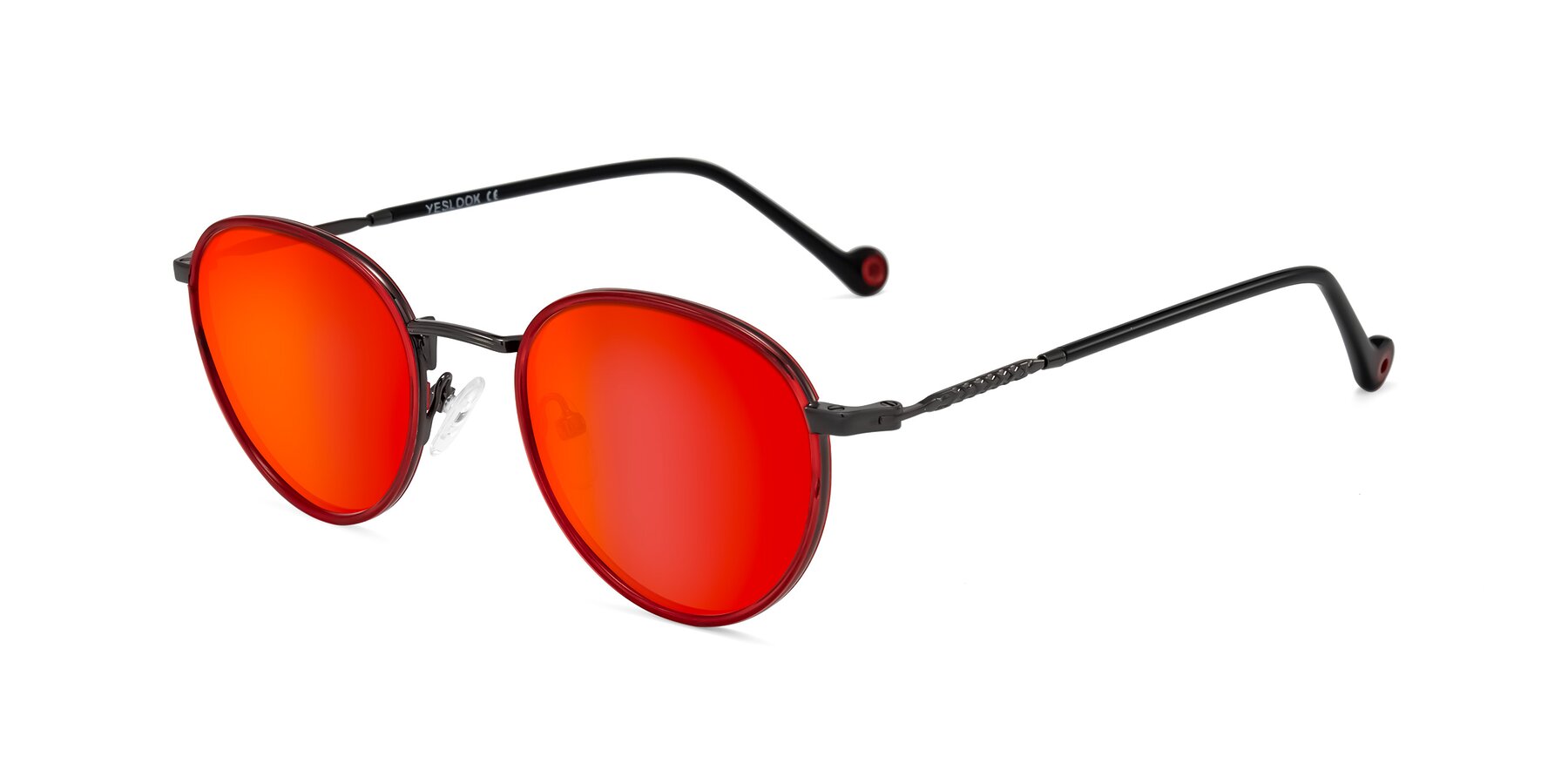 Angle of Hoosen in Red/Gunmetal with Red Gold Mirrored Lenses