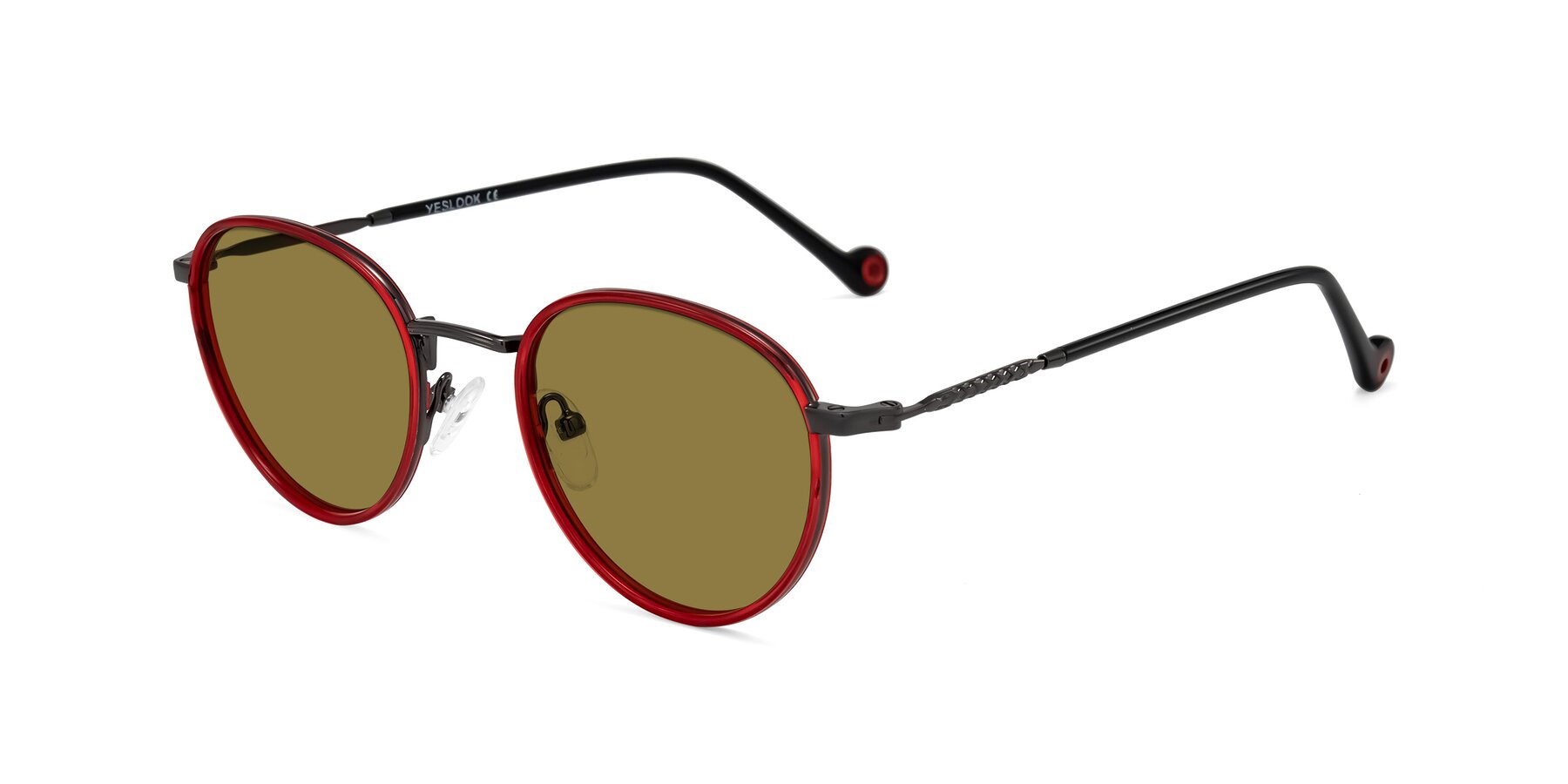 Angle of Hoosen in Red/Gunmetal with Brown Polarized Lenses