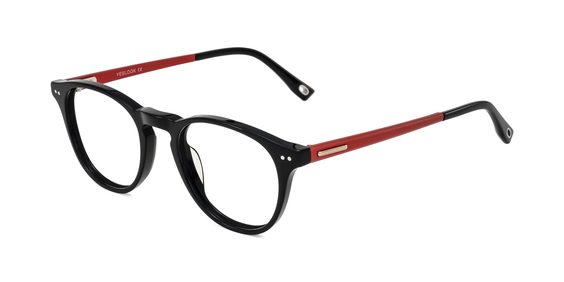 Angle of Orkid in Black/Red with Clear Eyeglass Lenses