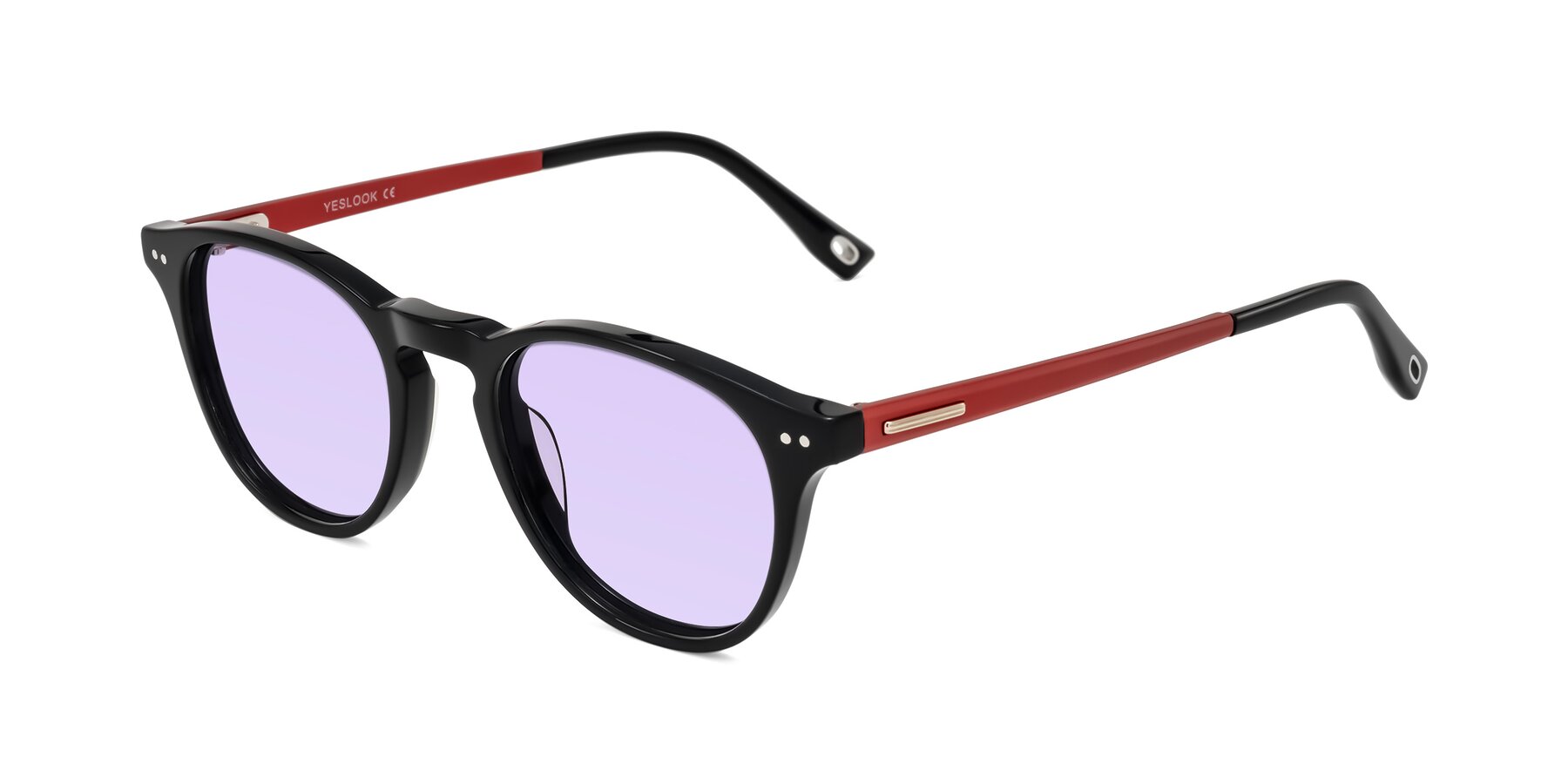 Angle of Orkid in Black/Red with Light Purple Tinted Lenses