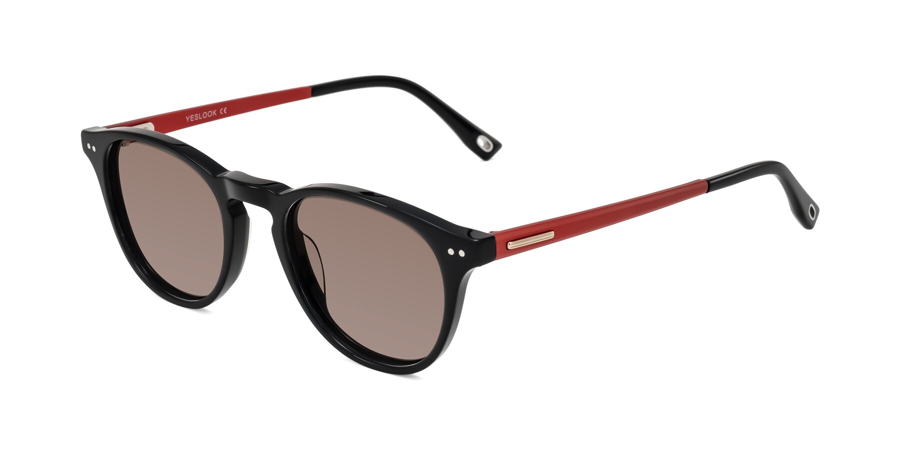 Angle of Orkid in Black/Red with Medium Brown Tinted Lenses