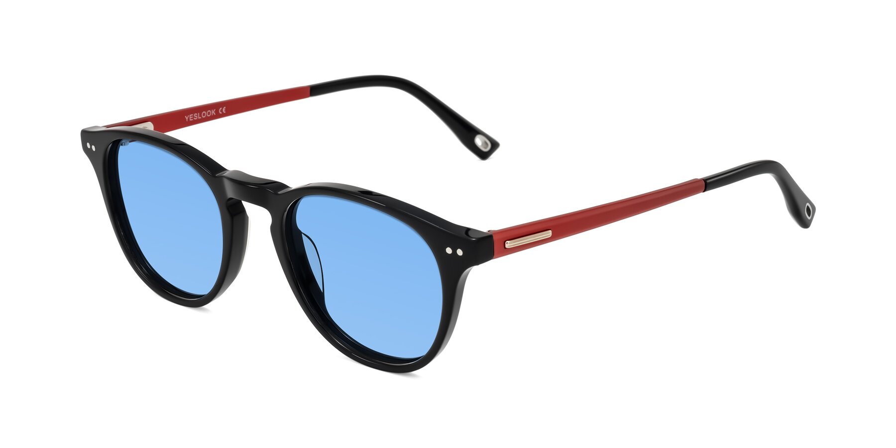 Angle of Orkid in Black/Red with Medium Blue Tinted Lenses