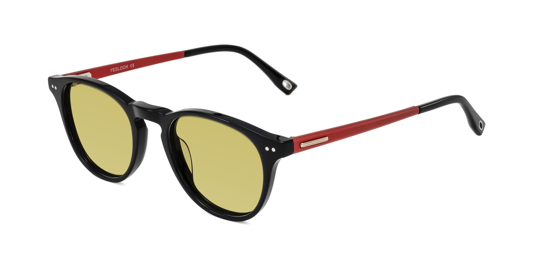 Angle of Orkid in Black/Red with Medium Champagne Tinted Lenses