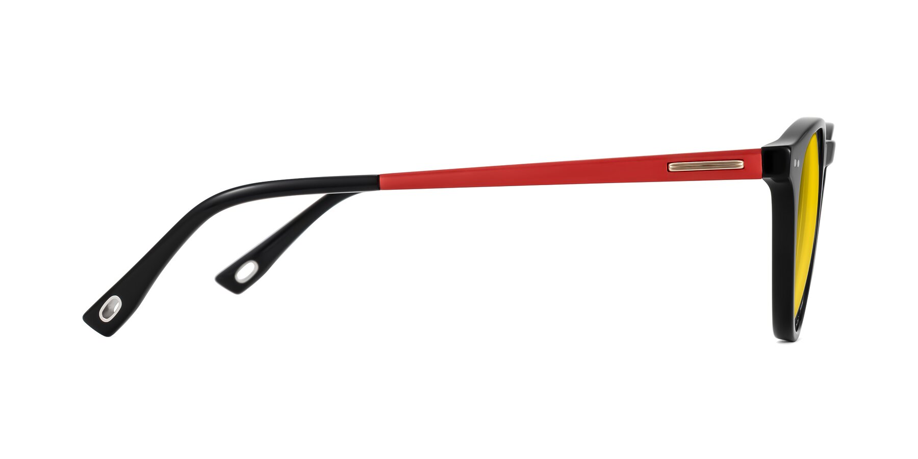 Side of Orkid in Black/Red with Yellow Tinted Lenses