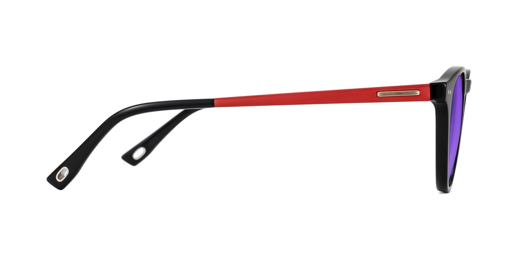 Side of Orkid in Black/Red with Purple Tinted Lenses
