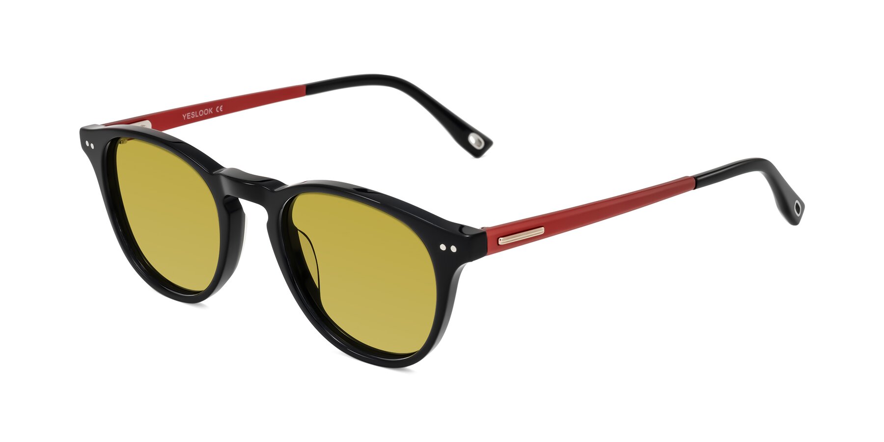 Angle of Orkid in Black/Red with Champagne Tinted Lenses