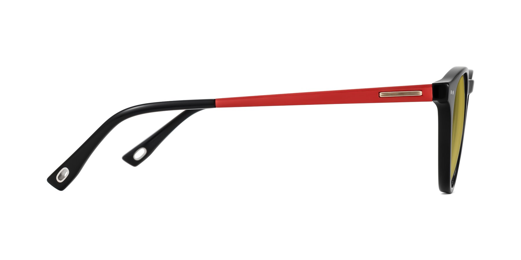 Side of Orkid in Black/Red with Champagne Tinted Lenses