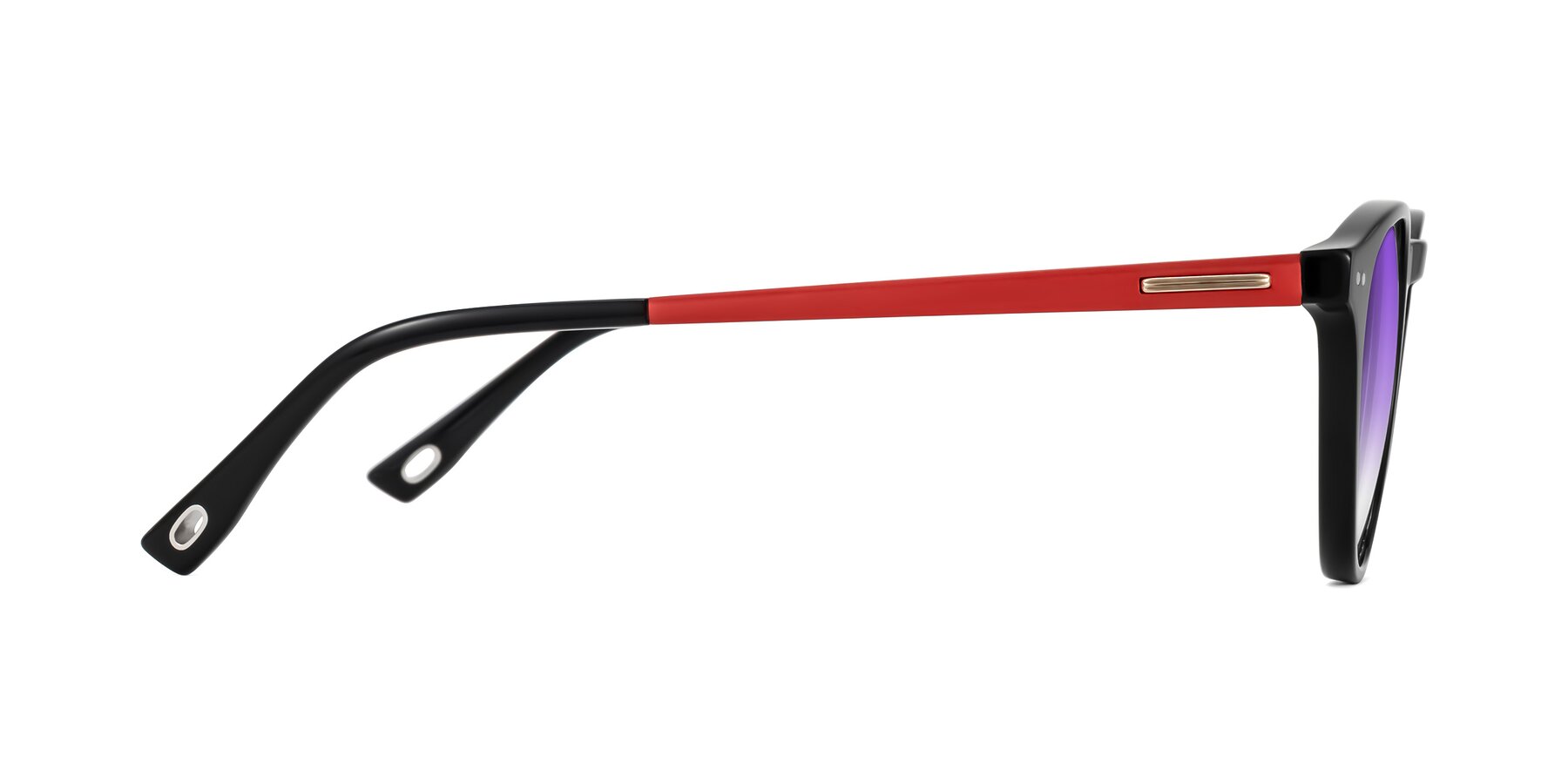 Side of Orkid in Black/Red with Purple Gradient Lenses