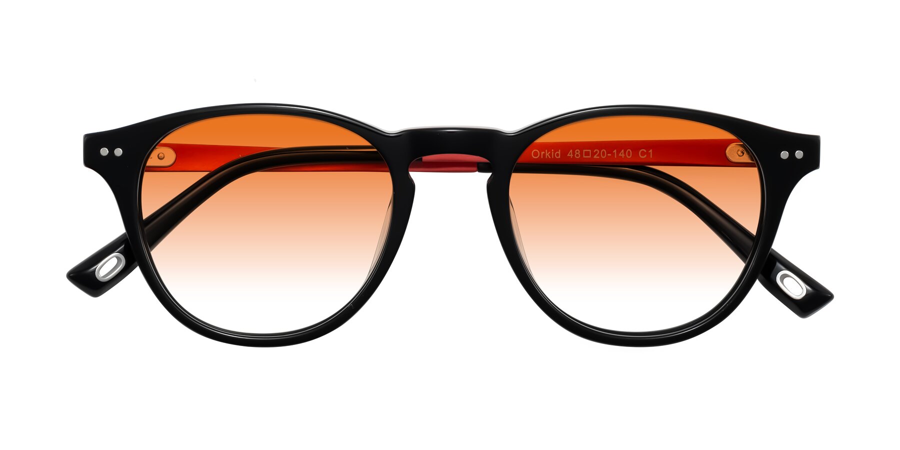 Folded Front of Orkid in Black/Red with Orange Gradient Lenses