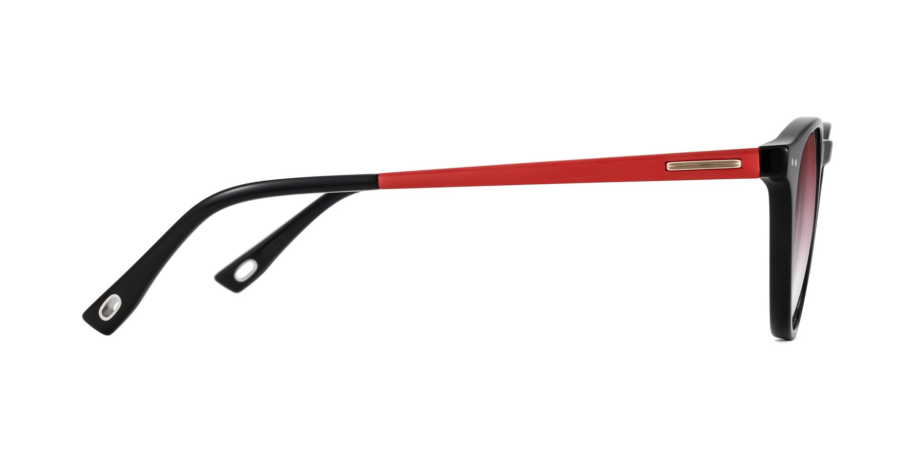 Side of Orkid in Black/Red with Garnet Gradient Lenses