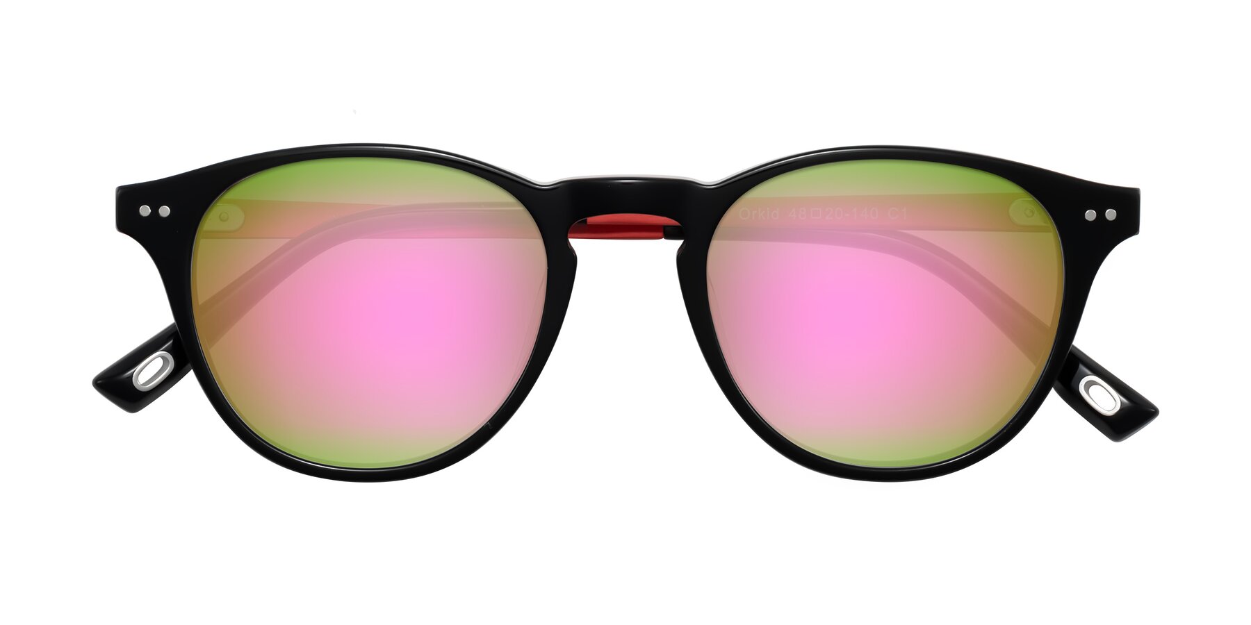 Folded Front of Orkid in Black/Red with Pink Mirrored Lenses