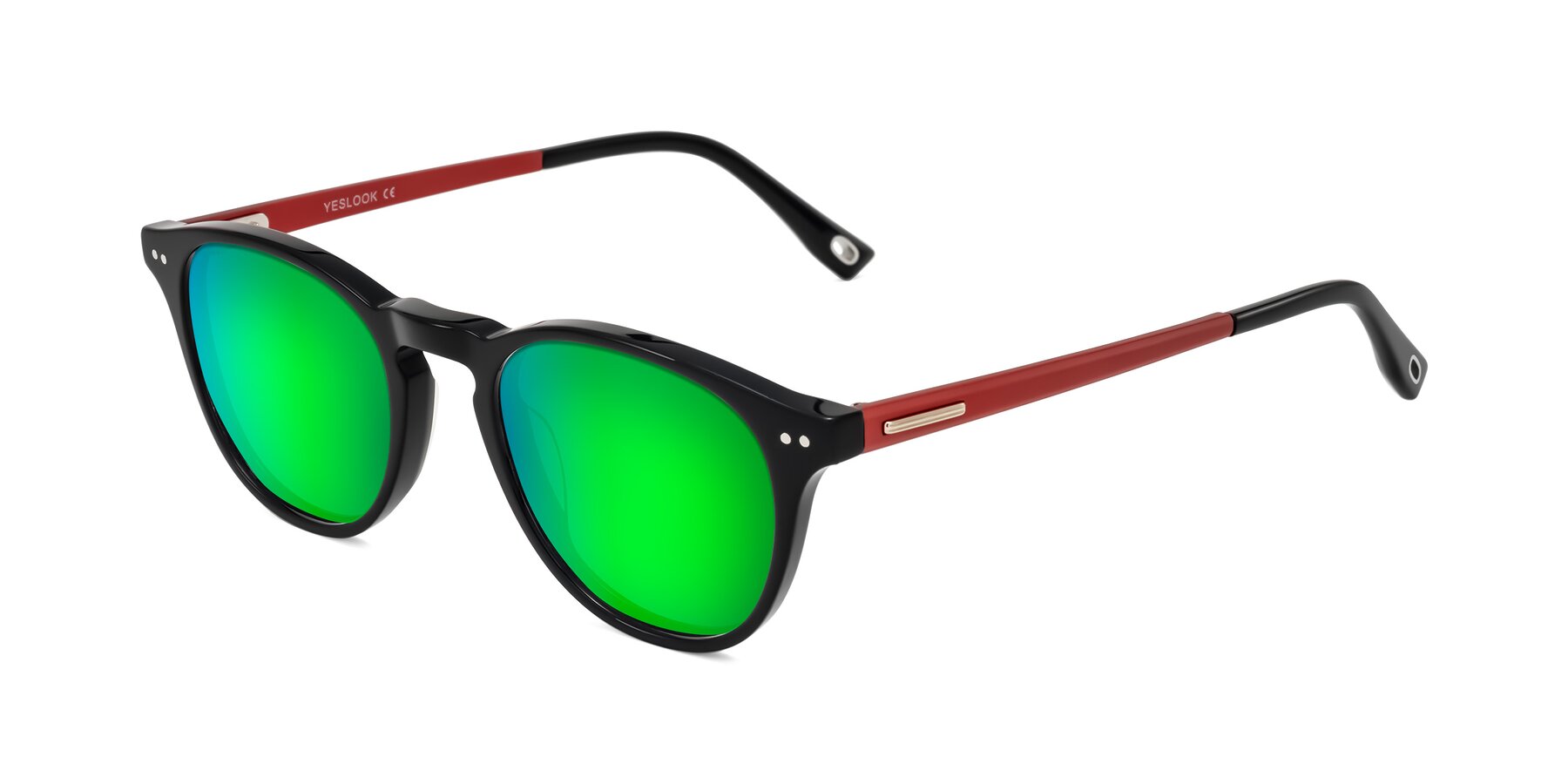 Angle of Orkid in Black/Red with Green Mirrored Lenses