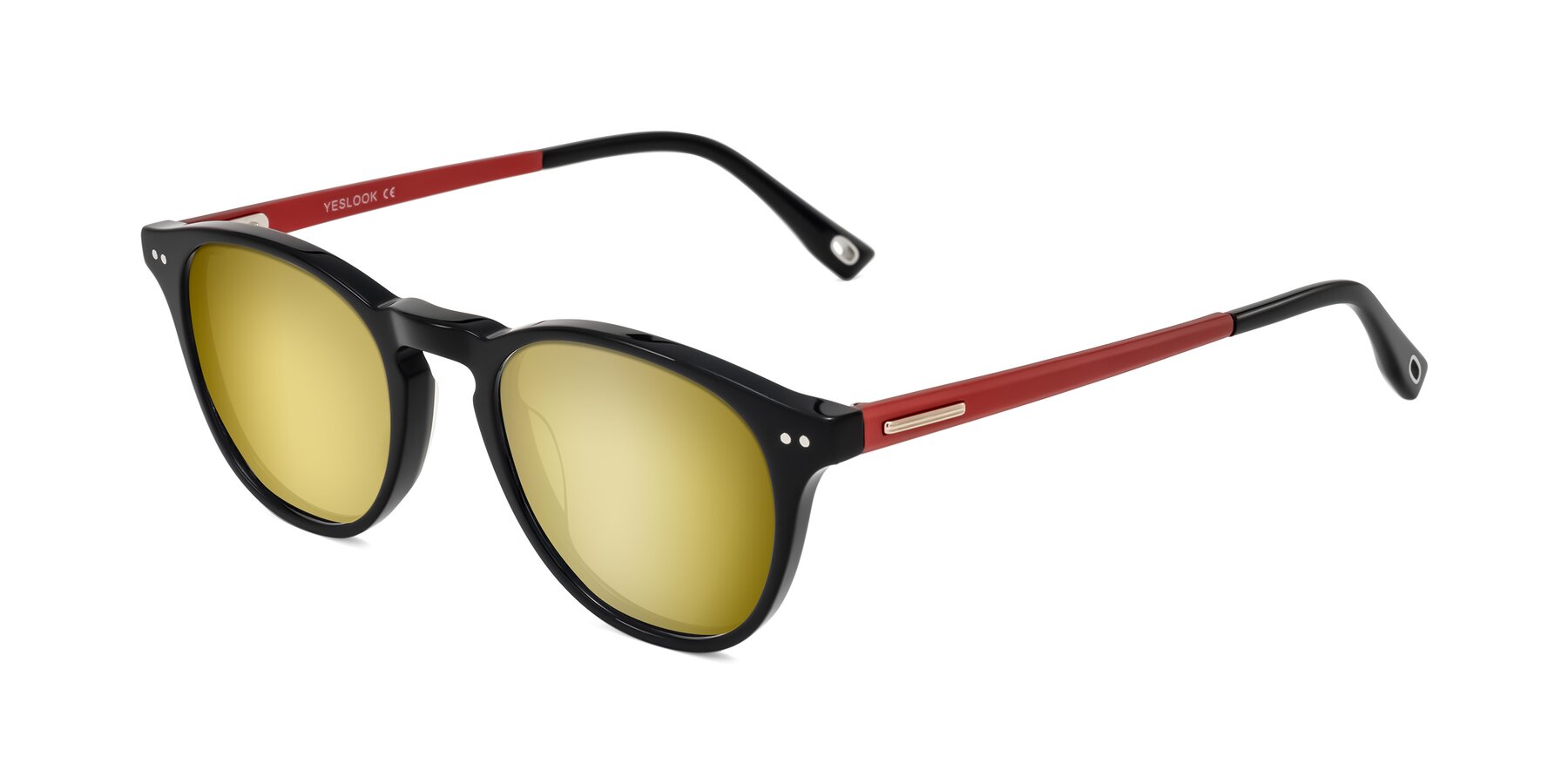 Angle of Orkid in Black/Red with Gold Mirrored Lenses