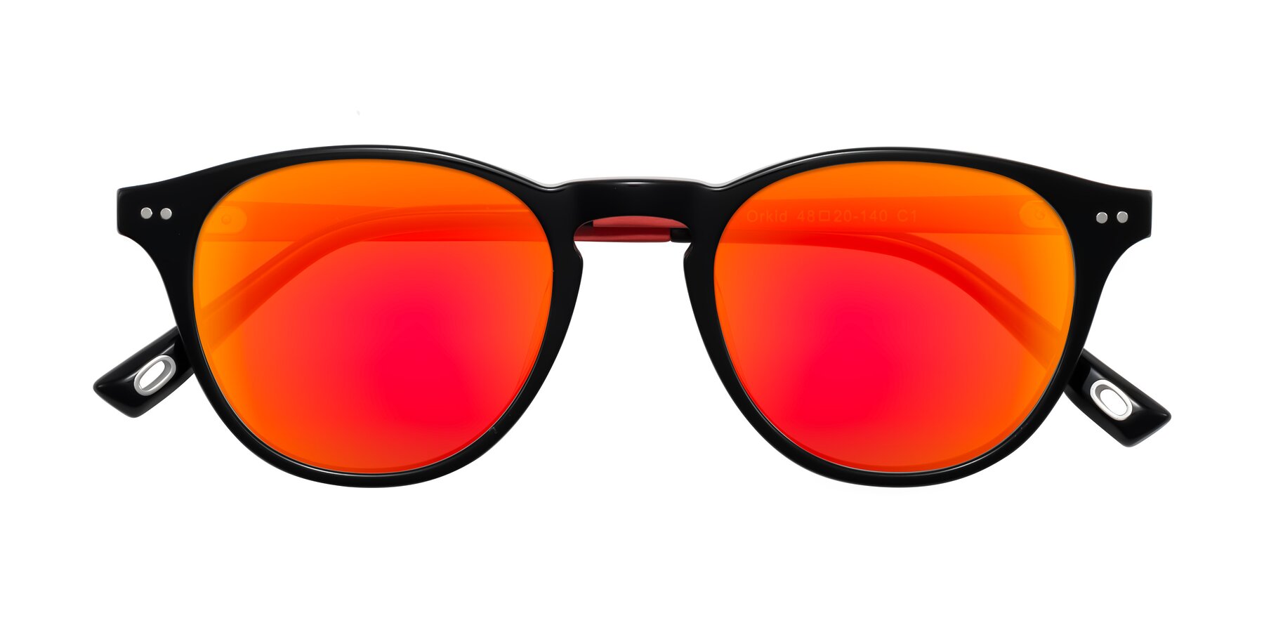 Folded Front of Orkid in Black/Red with Red Gold Mirrored Lenses