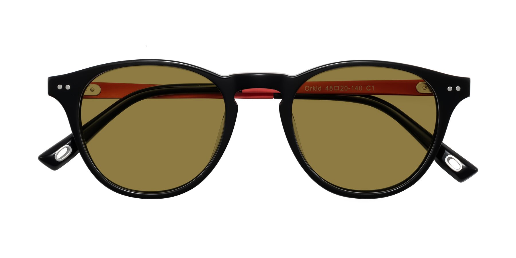Folded Front of Orkid in Black/Red with Brown Polarized Lenses
