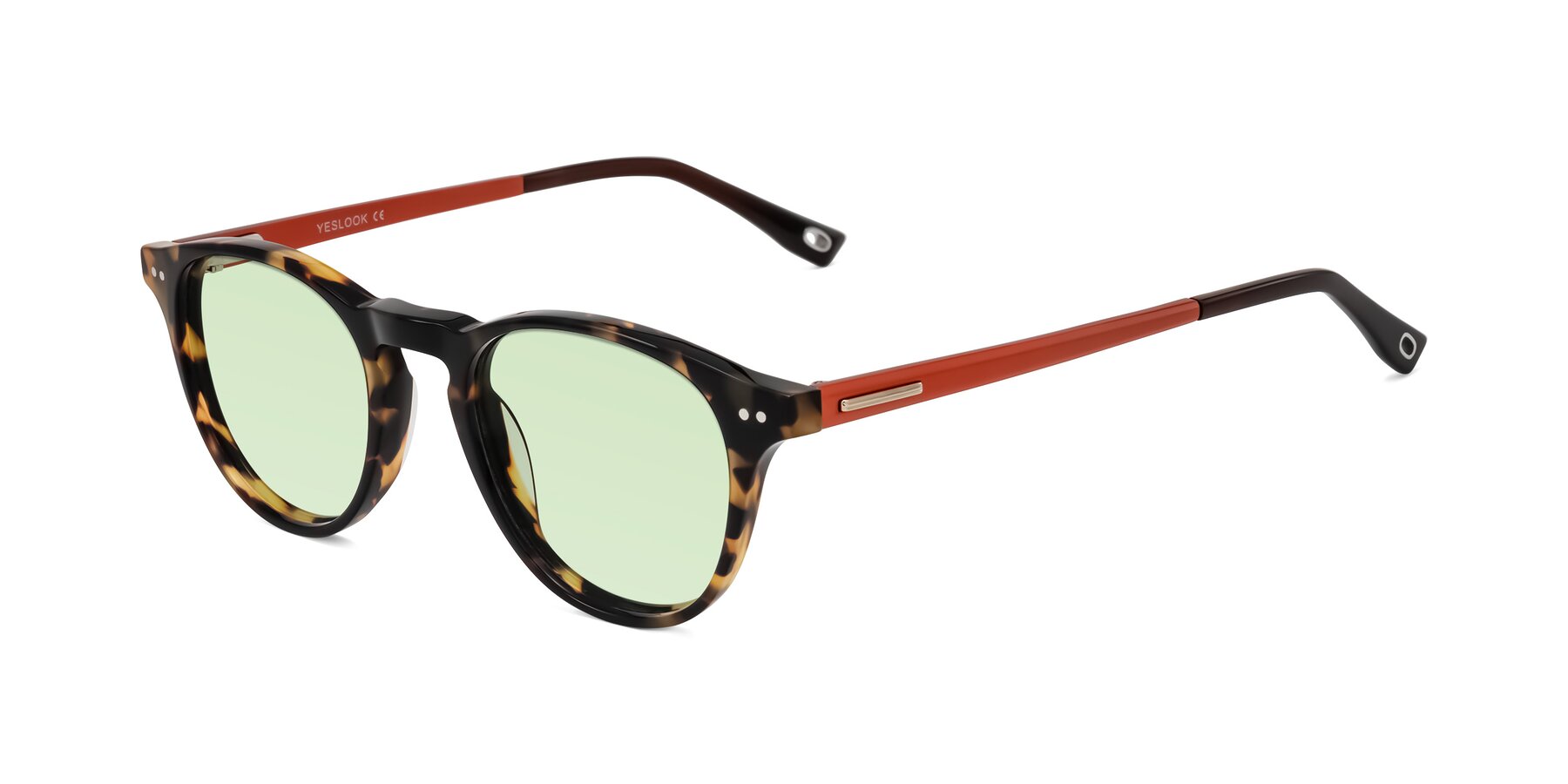 Angle of Orkid in Tortoise/Orange with Light Green Tinted Lenses