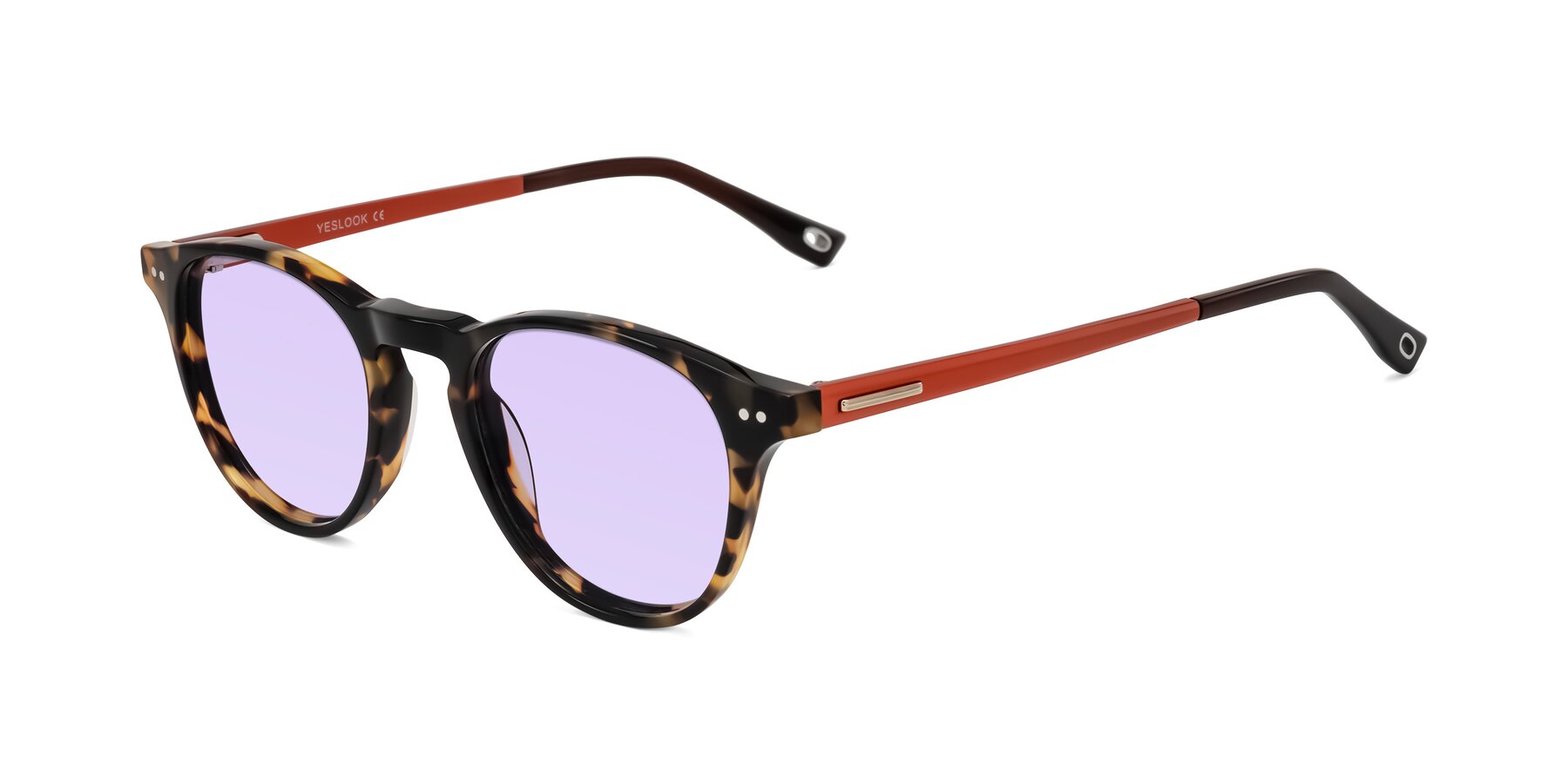 Angle of Orkid in Tortoise/Orange with Light Purple Tinted Lenses