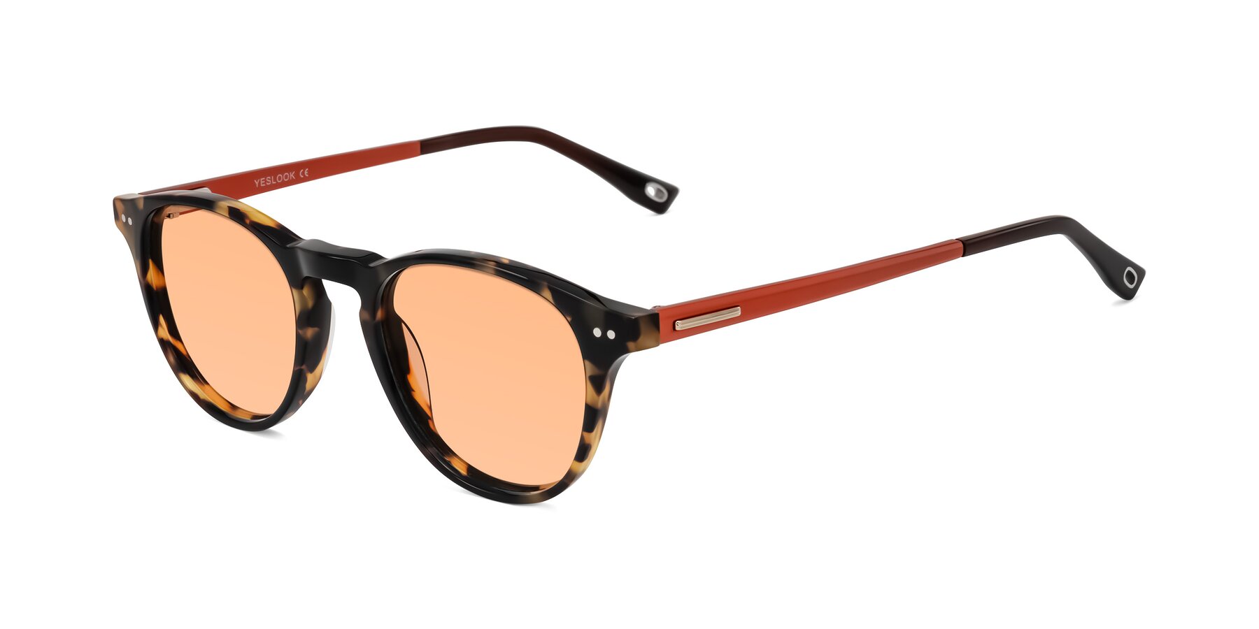 Angle of Orkid in Tortoise/Orange with Light Orange Tinted Lenses