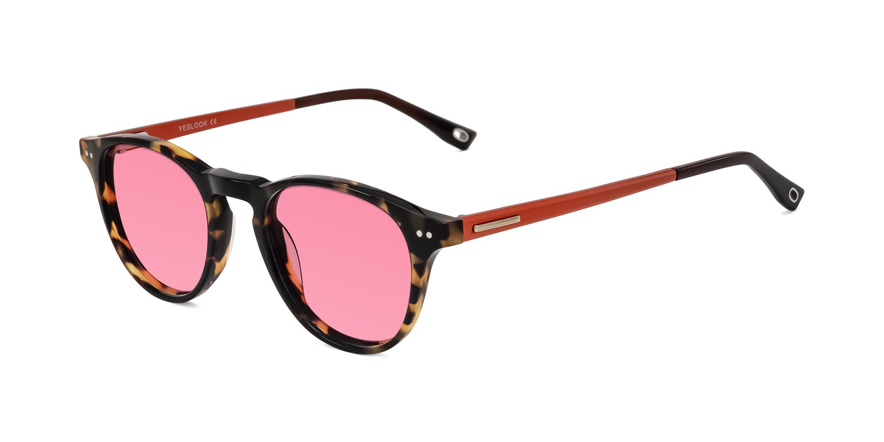 Angle of Orkid in Tortoise/Orange with Pink Tinted Lenses