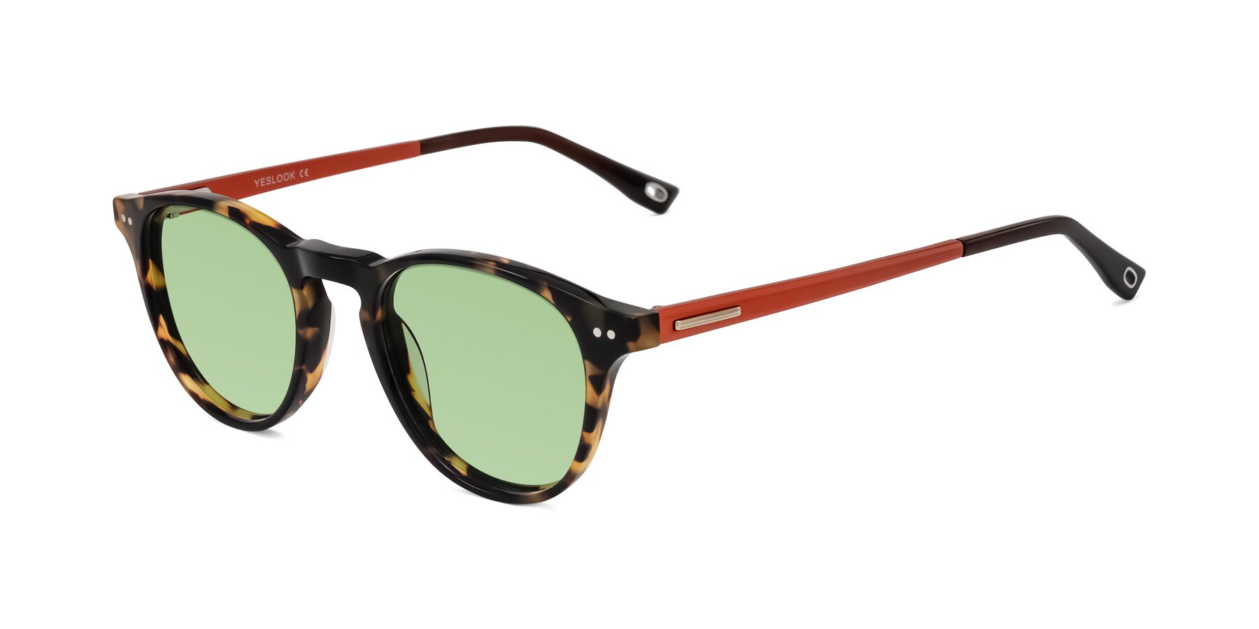Angle of Orkid in Tortoise/Orange with Medium Green Tinted Lenses