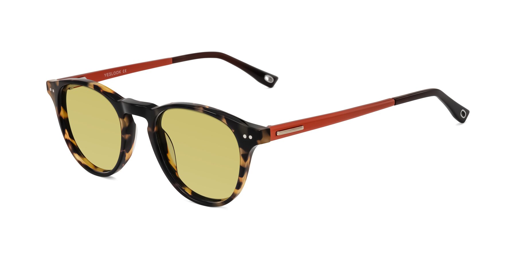 Angle of Orkid in Tortoise/Orange with Medium Champagne Tinted Lenses