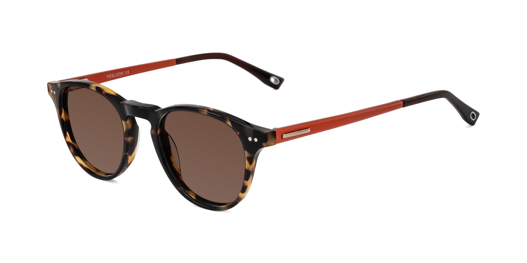 Angle of Orkid in Tortoise/Orange with Brown Tinted Lenses
