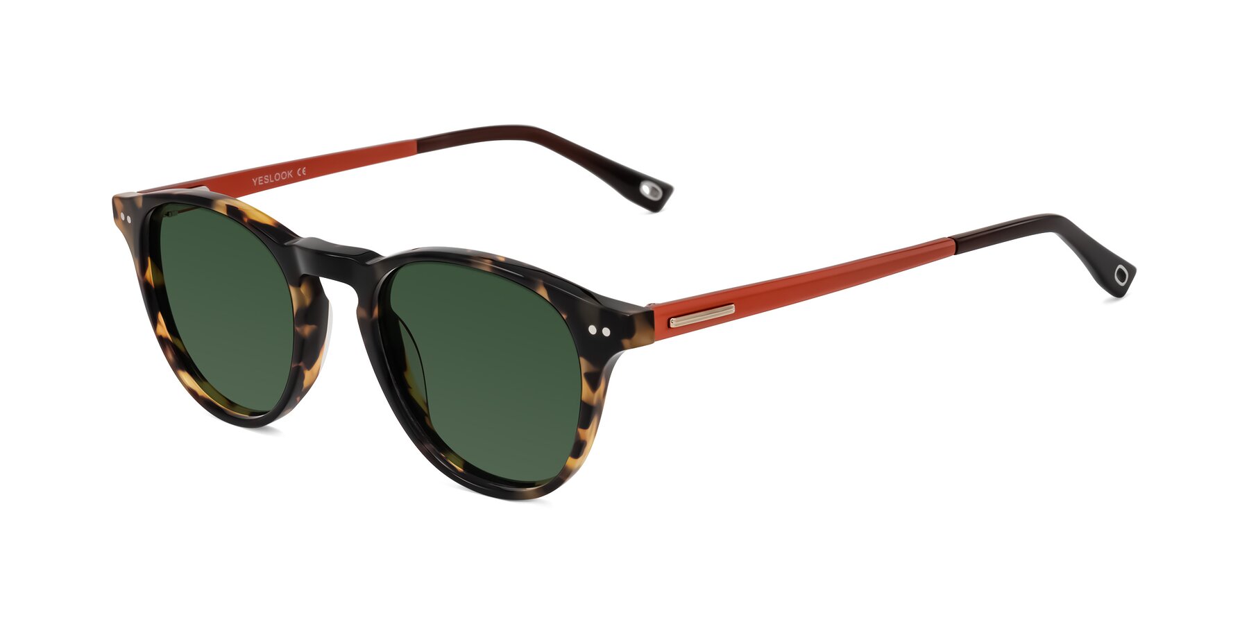 Angle of Orkid in Tortoise/Orange with Green Tinted Lenses