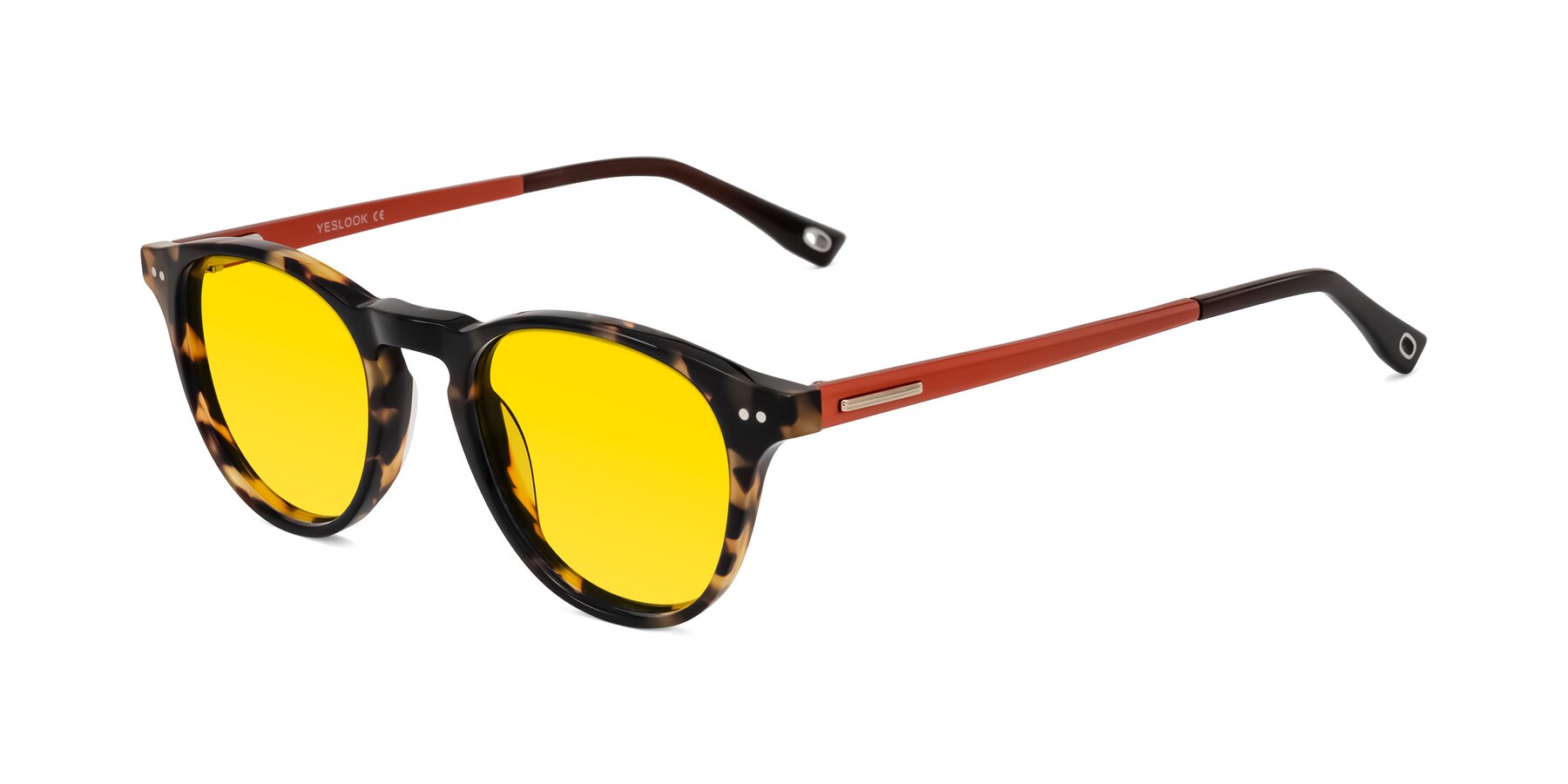 Angle of Orkid in Tortoise/Orange with Yellow Tinted Lenses