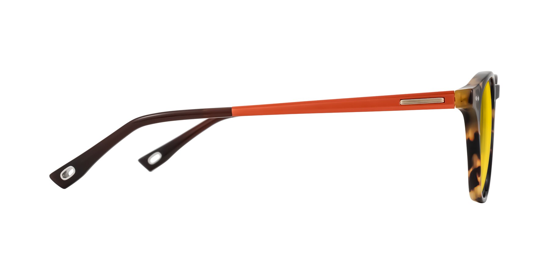 Side of Orkid in Tortoise/Orange with Yellow Tinted Lenses