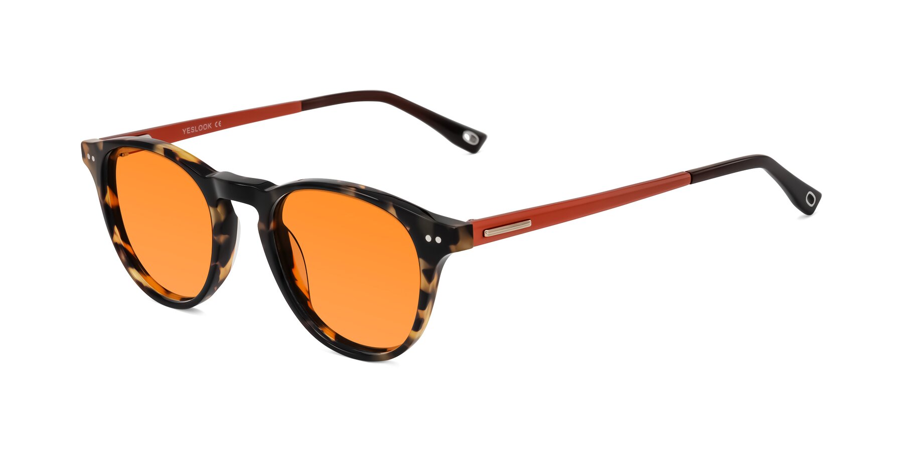 Angle of Orkid in Tortoise/Orange with Orange Tinted Lenses