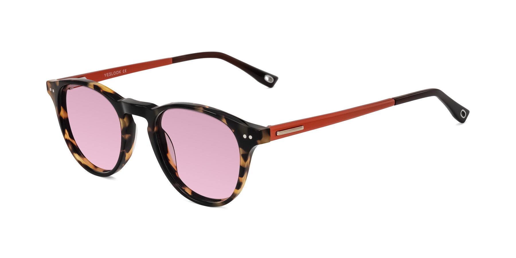 Angle of Orkid in Tortoise/Orange with Light Wine Tinted Lenses