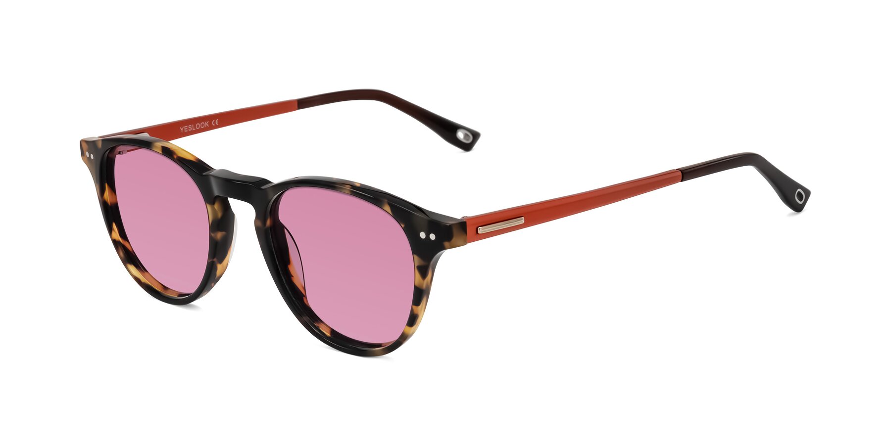 Angle of Orkid in Tortoise/Orange with Medium Wine Tinted Lenses