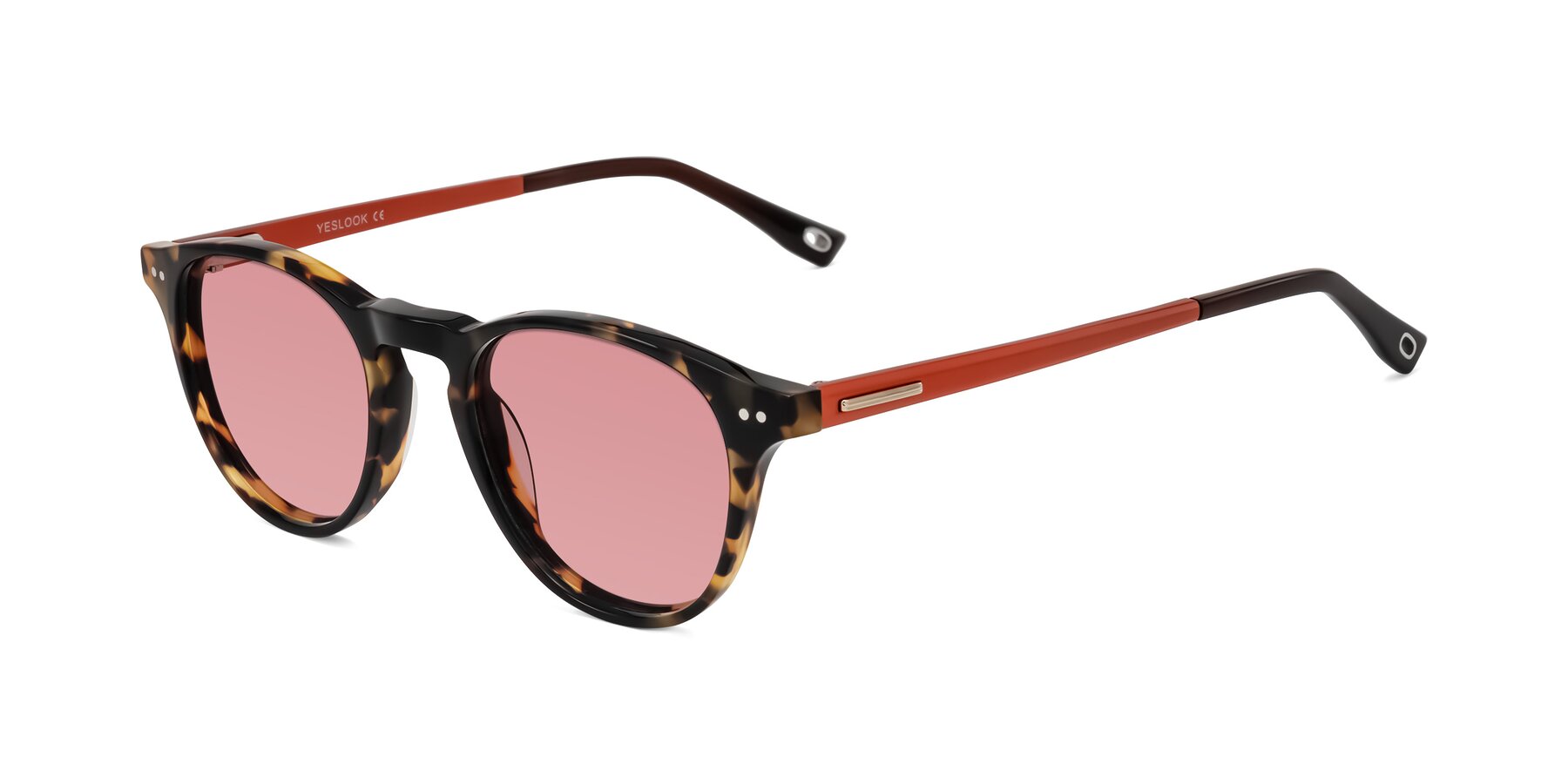 Angle of Orkid in Tortoise/Orange with Medium Garnet Tinted Lenses