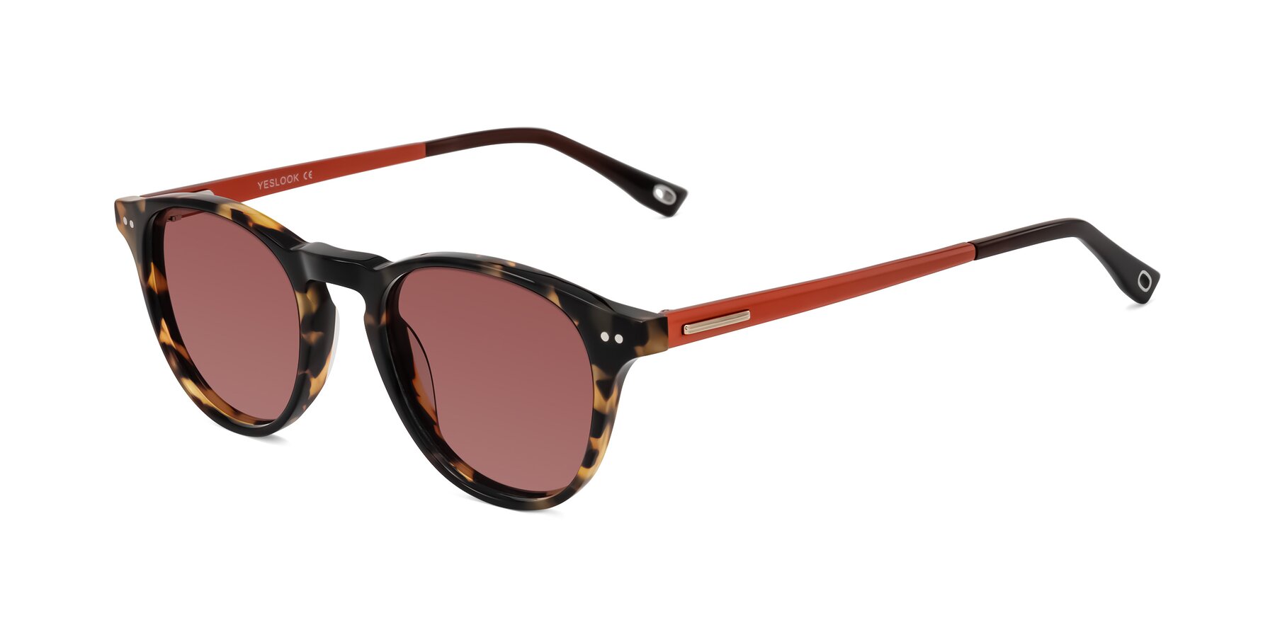 Angle of Orkid in Tortoise/Orange with Garnet Tinted Lenses