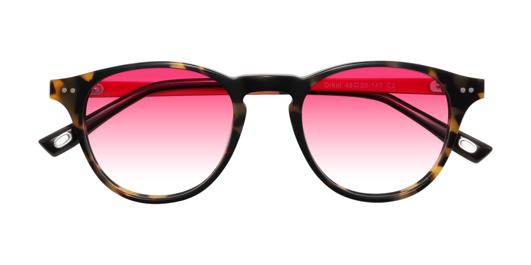 Folded Front of Orkid in Tortoise/Orange with Pink Gradient Lenses