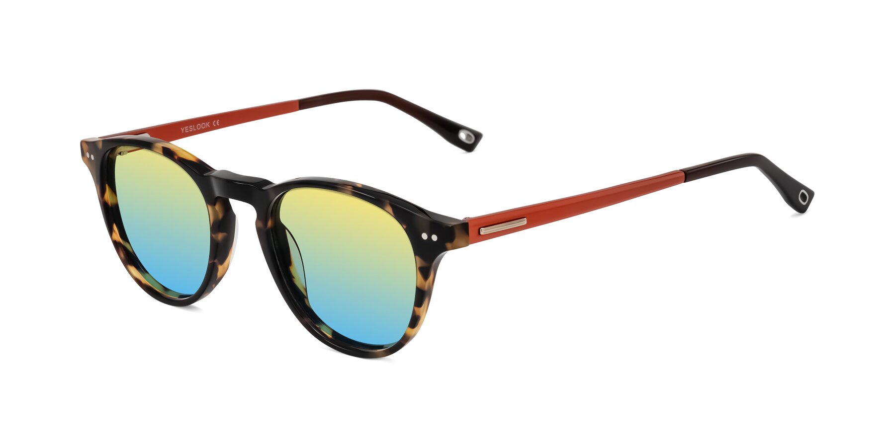 Angle of Orkid in Tortoise/Orange with Yellow / Blue Gradient Lenses