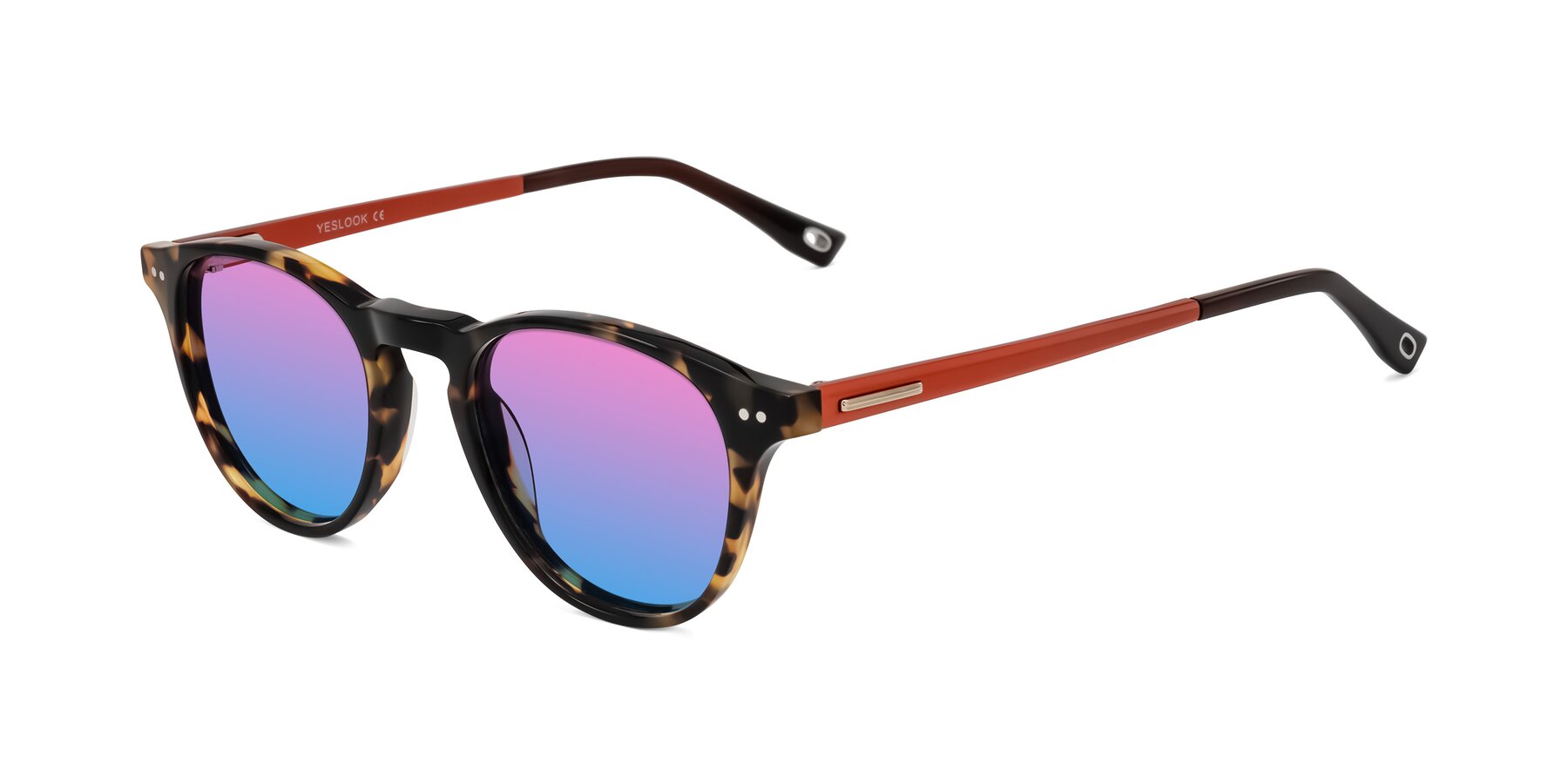 Angle of Orkid in Tortoise/Orange with Pink / Blue Gradient Lenses