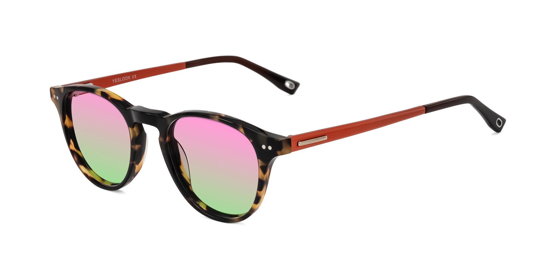 Angle of Orkid in Tortoise/Orange with Pink / Green Gradient Lenses