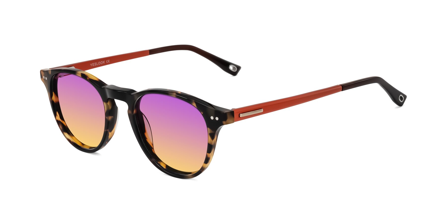Angle of Orkid in Tortoise/Orange with Purple / Yellow Gradient Lenses