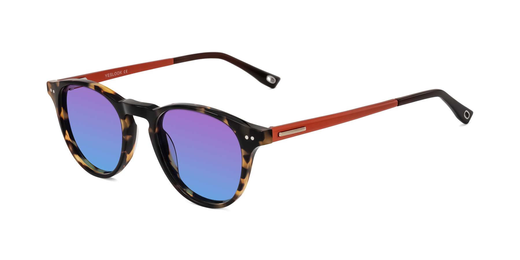 Angle of Orkid in Tortoise/Orange with Purple / Blue Gradient Lenses