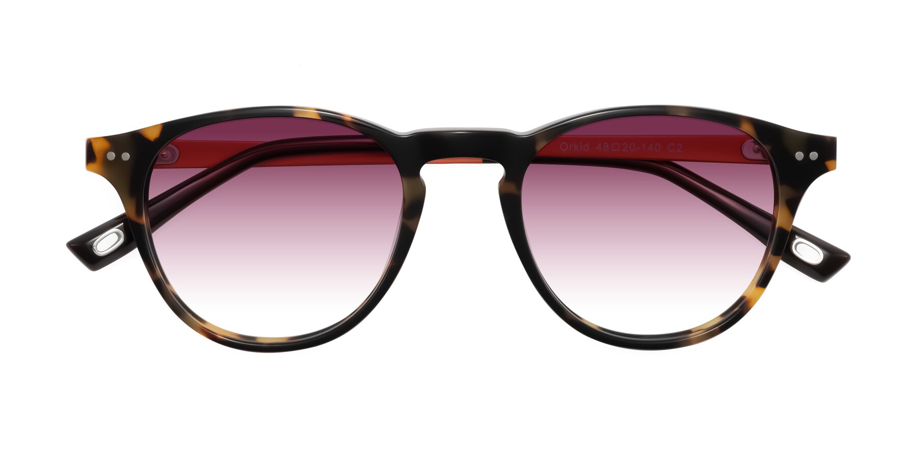 Folded Front of Orkid in Tortoise/Orange with Wine Gradient Lenses
