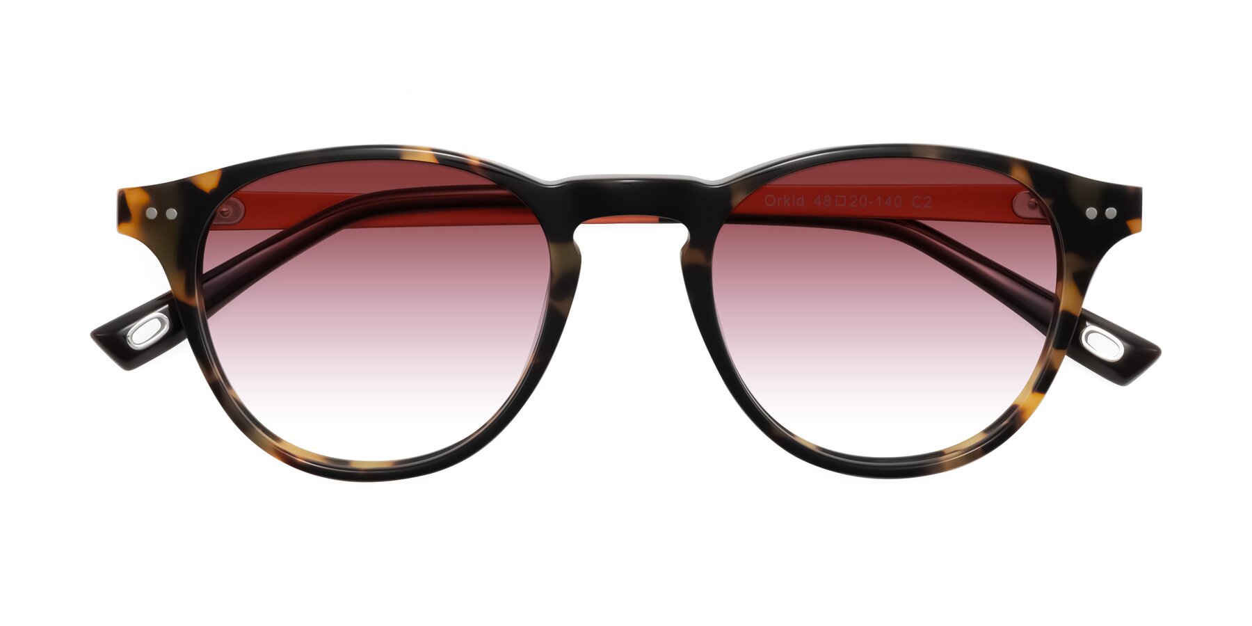 Folded Front of Orkid in Tortoise/Orange with Garnet Gradient Lenses