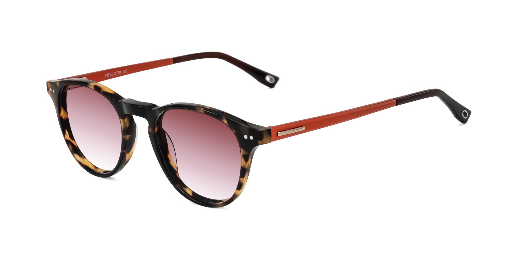 Angle of Orkid in Tortoise/Orange with Garnet Gradient Lenses