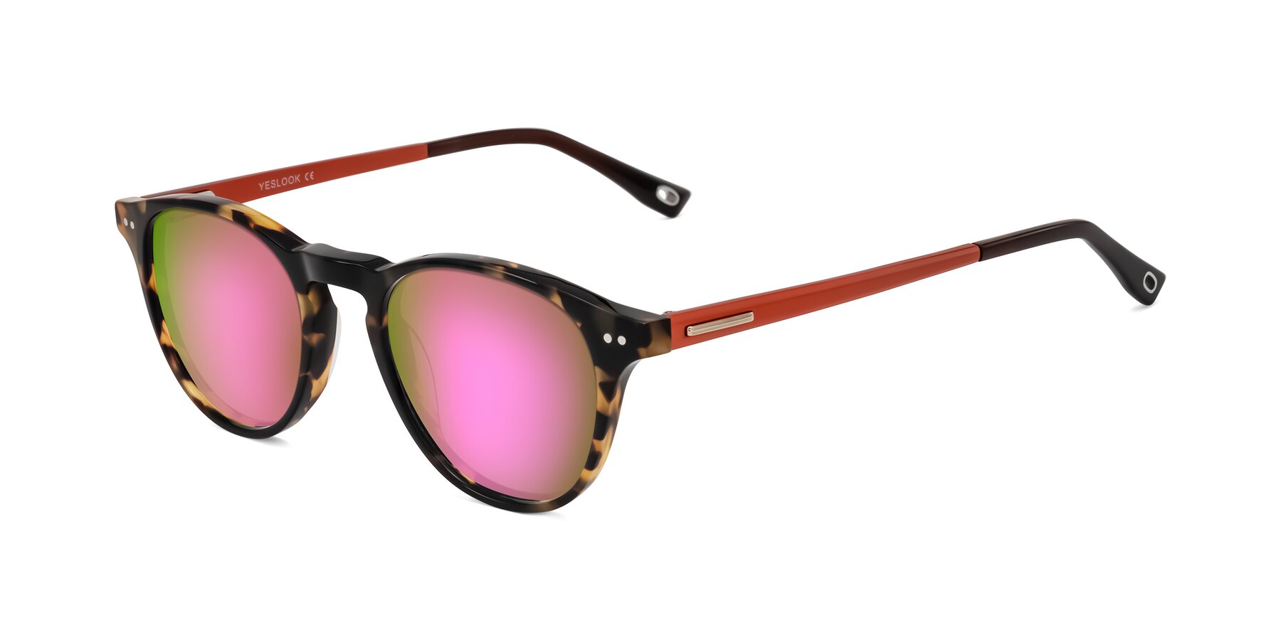 Angle of Orkid in Tortoise/Orange with Pink Mirrored Lenses