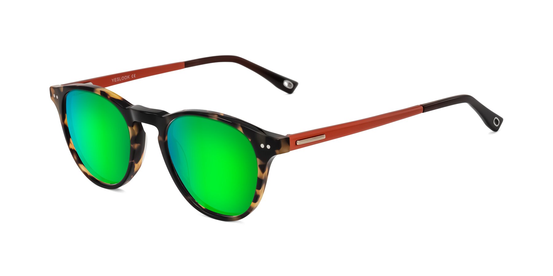 Angle of Orkid in Tortoise/Orange with Green Mirrored Lenses