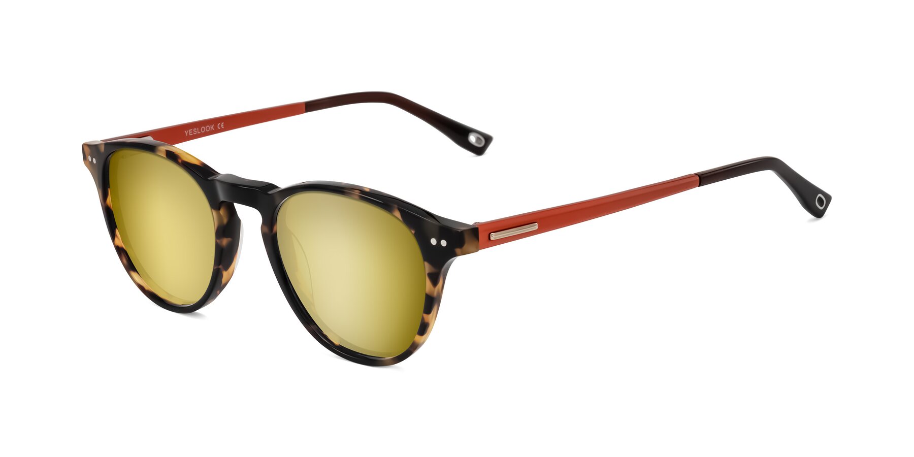 Angle of Orkid in Tortoise/Orange with Gold Mirrored Lenses