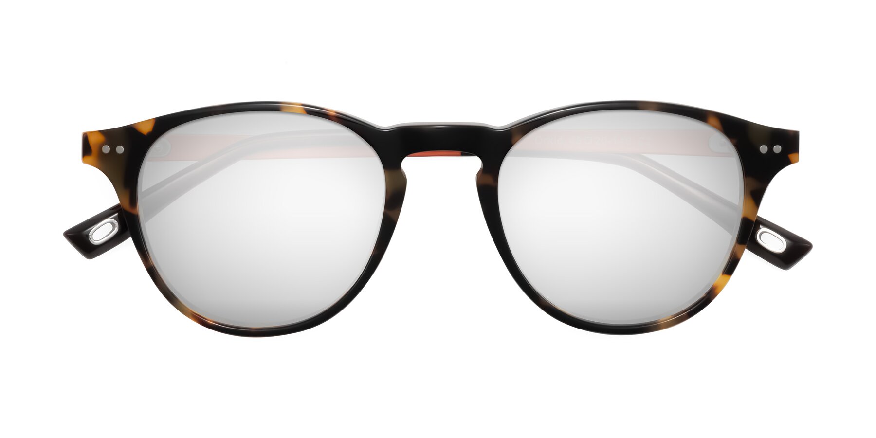 Folded Front of Orkid in Tortoise/Orange with Silver Mirrored Lenses