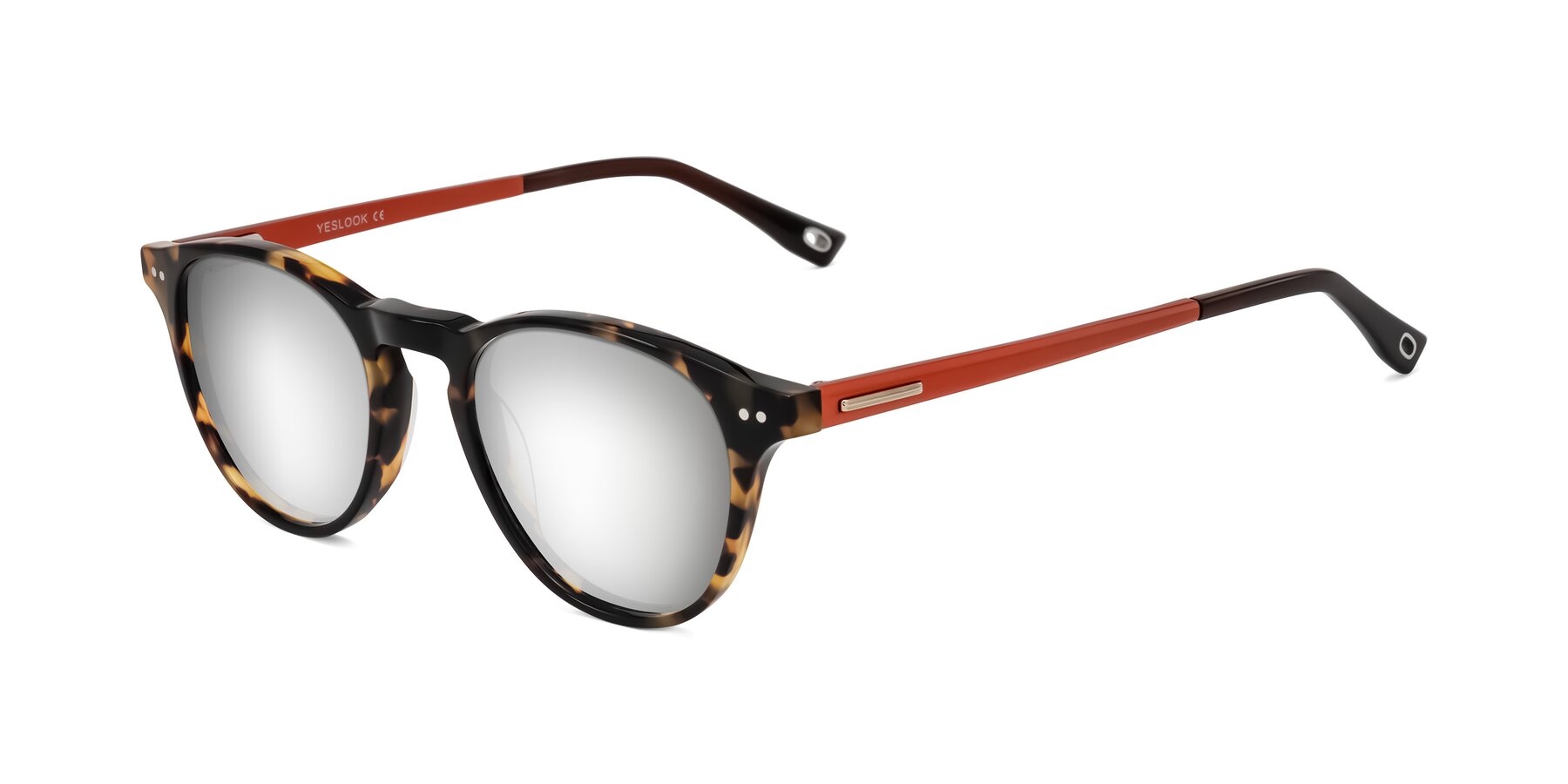 Angle of Orkid in Tortoise/Orange with Silver Mirrored Lenses