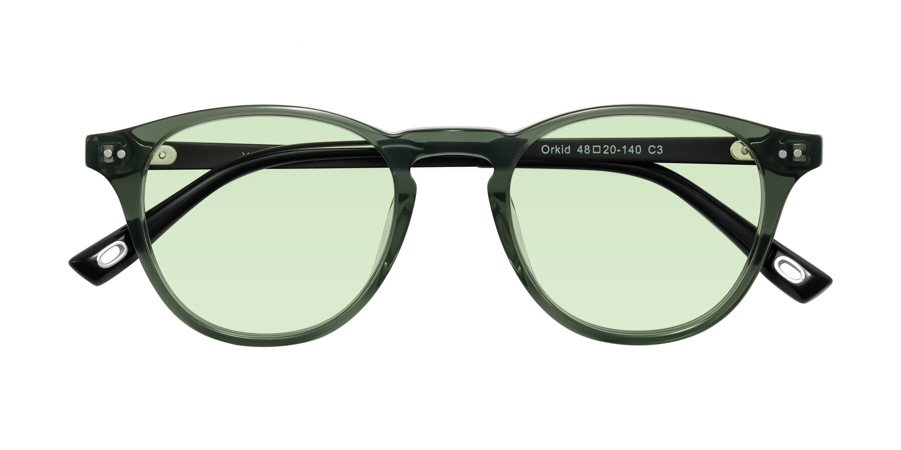 Folded Front of Orkid in Green/Black with Light Green Tinted Lenses