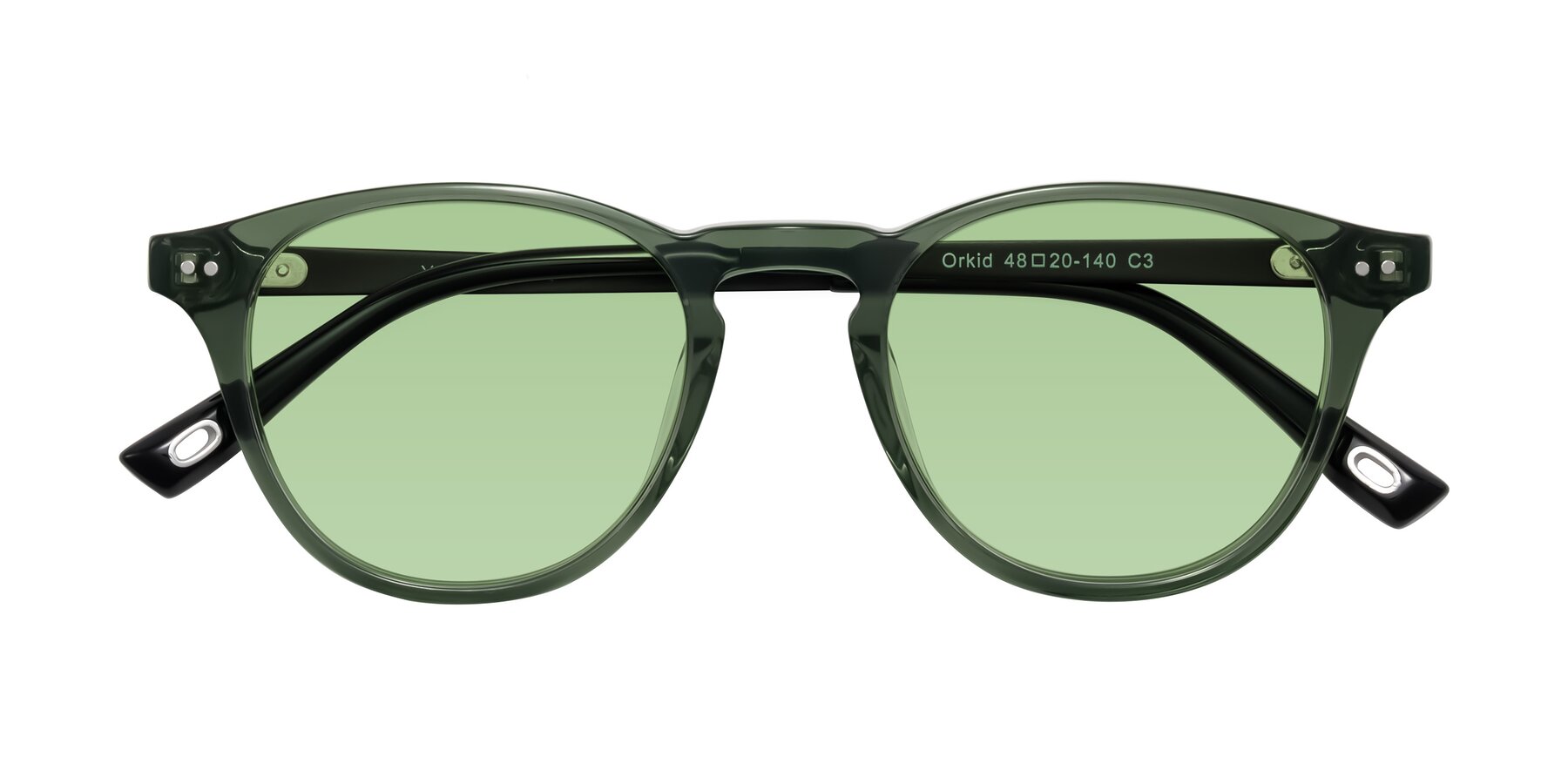Folded Front of Orkid in Green/Black with Medium Green Tinted Lenses